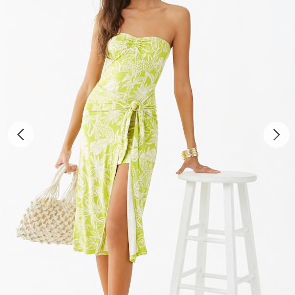 Green Leaf Tube Midi Dress
